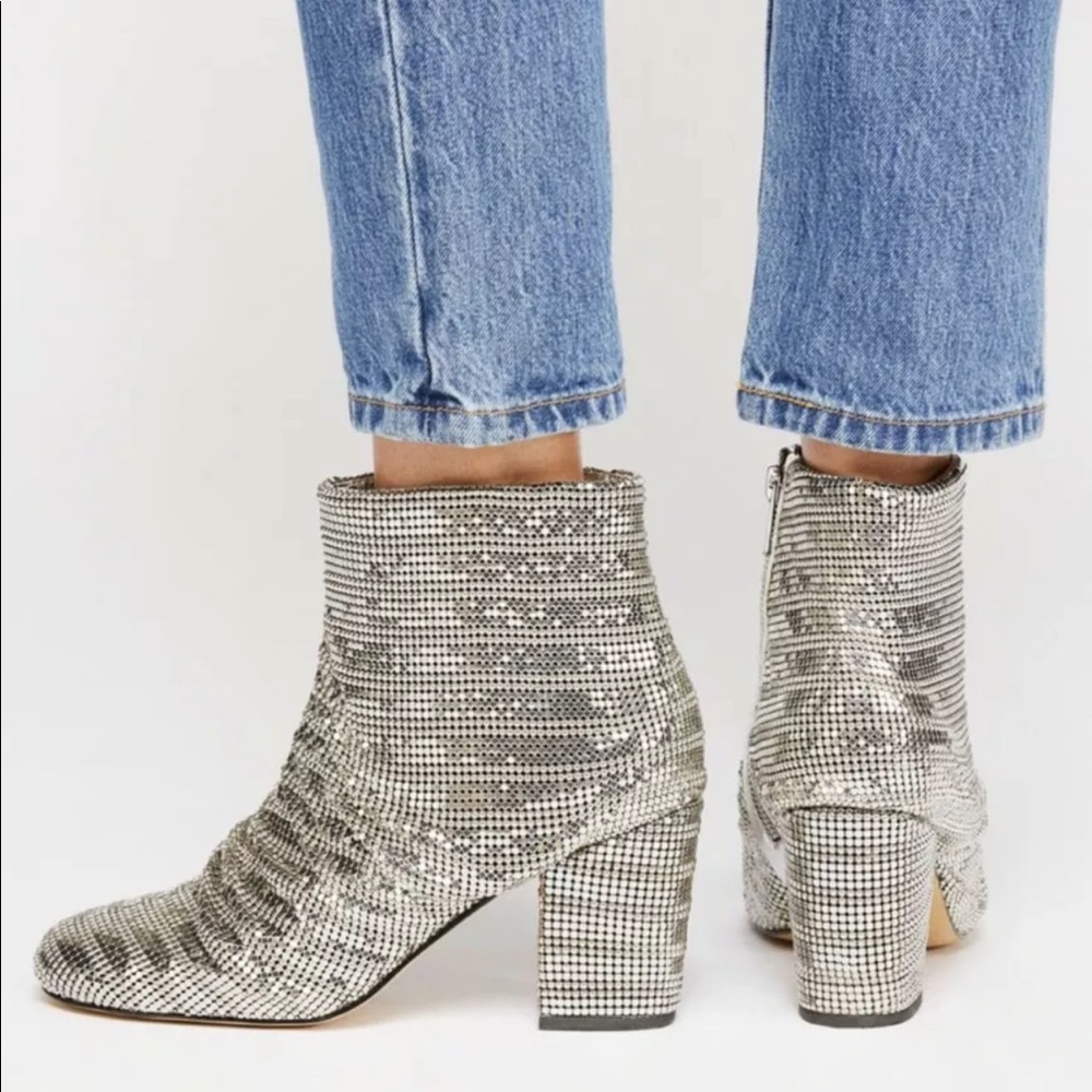 Free People Bling Metallic Boot silver Chainmail - Picture 6 of 6